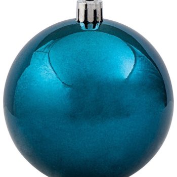Μπλέ Γυαλιστερή Πλαστική Χριστουγεννιάτικη Μπάλα 10cm,,Σέτ/4