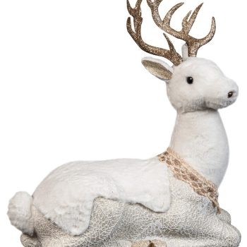 Χρυσό Χριστουγεννιάτικο Διακοσμητικό Καθιστό  Ελάφι 34 x 14 x 39(h)cm