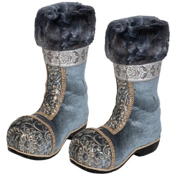 Μπλέ Επιδαπέδιες Χριστουγεννιάτικες Διακοσμητικες Μπότες 30 x 28 x 38(h)cm ,Σέτ 2 Τεμαχίων