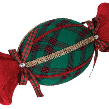 Κόκκινο Πάνινο Χριστουγεννιάτικο Στολίδι Καραμέλα 16 x 16 x 38cm