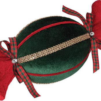 Κόκκινο Πάνινο Χριστουγεννιάτικο Στολίδι Καραμέλα 16 x 16 x 38cm