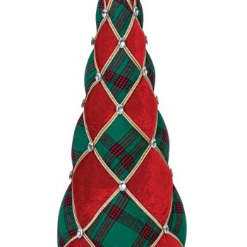 Κόκκινο Πάνινο Χριστουγεννιάτικο Δέντρο Κώνος 22 x 57cm