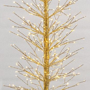 Χρυσό Φωτιζόμενο Δέντρο Με 320 Led Copper Φωτάκια (32 Led Flash) ,Μετασχηματιστή ip44 Και Dimmer 90(h)cm