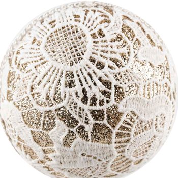 Χριστουγεννιάτικη Μπάλα Λευκό - Χρυσό 12cm