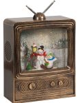 Χριστουγεννιάτικη Διακοσμητική Τηλεόραση Χιονόμπαλα Με Φώς Και Μουσική Μπαταρίας Και Καλώδιο Usb 15,5 x 7 x 23cm