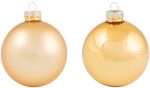 Χρυσή Γυάλινη Χριστουγεννιάτικη Μπάλα Μάτ Και Γυαλιστερή 8cm , Σέτ/6 Τεμαχίων