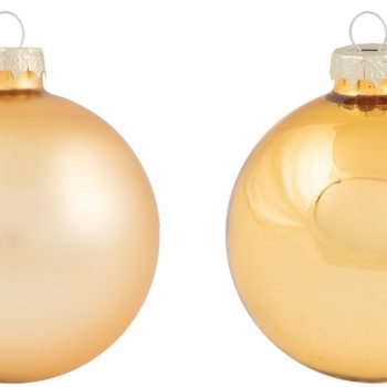 Χρυσή Γυάλινη Χριστουγεννιάτικη Μπάλα Μάτ Και Γυαλιστερή 8cm , Σέτ/6 Τεμαχίων