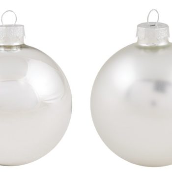 Ασημί Γυάλινη Χριστουγεννιάτικη Μπάλα Μάτ Και Γυαλιστερή 10cm , Σέτ/4 Τεμαχίων