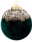 Πράσινη Βελουτέ Πλαστική Χριστουγεννιάτικη Μπάλα 8cm,Σέτ/6 Τεμαχίων