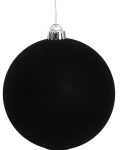 Μάυρη Βελουτέ Πλαστική Χριστουγεννιάτικη Μπάλα 12cm,Σέτ/2 Τεμαχίων