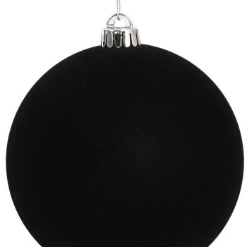 Μάυρη Βελουτέ Πλαστική Χριστουγεννιάτικη Μπάλα 15cm