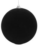 Μάυρη Βελουτέ Πλαστική Χριστουγεννιάτικη Μπάλα 20cm