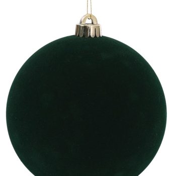 Πράσινη Βελουτέ Πλαστική Χριστουγεννιάτικη Μπάλα 8cm,Σέτ/6 Τεμαχίων
