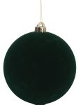 Πράσινη Βελουτέ Πλαστική Χριστουγεννιάτικη Μπάλα 10cm,Σέτ/4 Τεμαχίων
