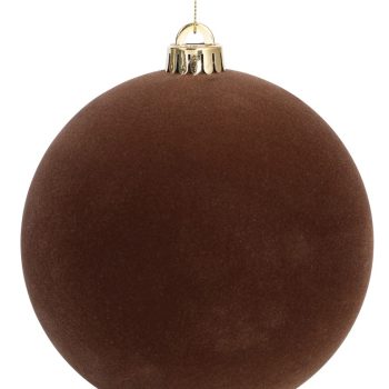 Καφέ Βελουτέ Πλαστική Χριστουγεννιάτικη Μπάλα 8cm,Σέτ/6 Τεμαχίων