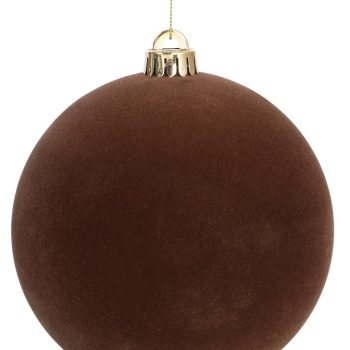 Καφέ Βελουτέ Πλαστική Χριστουγεννιάτικη Μπάλα 12cm,Σέτ/2 Τεμαχίων
