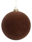 Καφέ Βελουτέ Πλαστική Χριστουγεννιάτικη Μπάλα 15cm