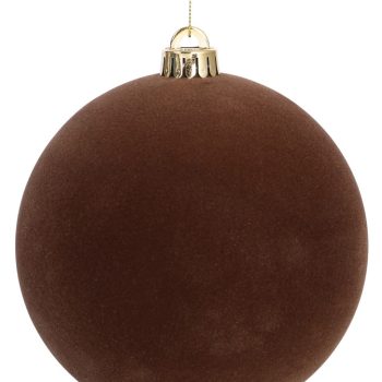 Καφέ Βελουτέ Πλαστική Χριστουγεννιάτικη Μπάλα 15cm