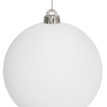Λευκή Βελουτέ Πλαστική Χριστουγεννιάτικη Μπάλα 15cm