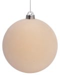 Μπέζ Βελουτέ Πλαστική Χριστουγεννιάτικη Μπάλα 10cm,Σέτ/4 Τεμαχίων