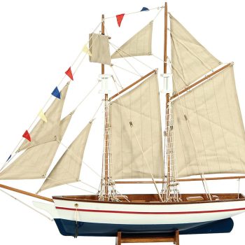 Ξύλινο Παραδοσιακό Καράβι 70cm ,Χρώμα Καφέ Μπλέ