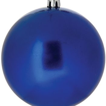 Μπλέ Πλαστική Περλέ Χριστουγεννιάτικη Μπάλα 10cm,Σέτ/4