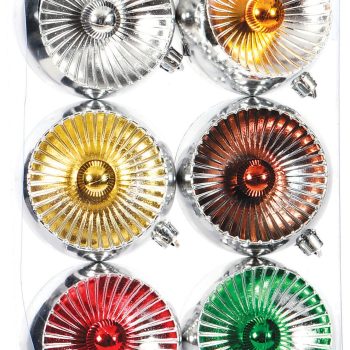 Ασημένιες Χριστουγεννιάτικες Μπάλες 8cm ,Σέτ/6