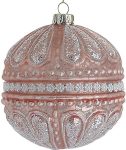 Ρόζ Γυάλινη Χριστουγεννιάτικη Μπάλα 8cm,Σέτ/6