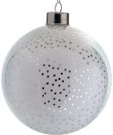 Λευκή Γυάλινη Χριστουγεννιάτικη Μπάλα 10cm,Σέτ/4