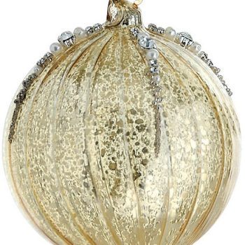 Γυάλινη Χρυσή Χριστουγεννιάτικη Μπάλα 8cm,Σέτ/6