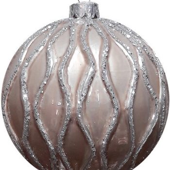 Καφέ Γυάλινη Χριστουγεννιάτικη Μπάλα 10cm,Σέτ/4