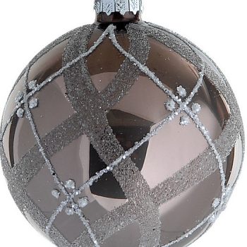 Καφέ Γυάλινη Χριστουγεννιάτικη Μπάλα 10cm,Σέτ/4