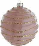Ρόζ Γυάλινη Χριστουγεννιάτικη Μπάλα 8cm,Σέτ/6