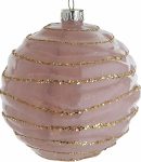 Ρόζ Γυάλινη Χριστουγεννιάτικη Μπάλα 10cm,Σέτ/4