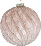 Ρόζ Γυάλινη Χριστουγεννιάτικη Μπάλα 8cm,Σέτ/6