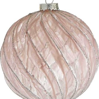 Ρόζ Γυάλινη Χριστουγεννιάτικη Μπάλα 10cm,Σέτ/4