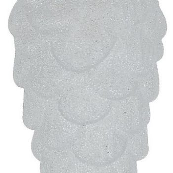 Λευκή Γυάλινη Χριστουγεννιάτικη Μπάλα Κουκουνάρι 18cm,Σέτ/2