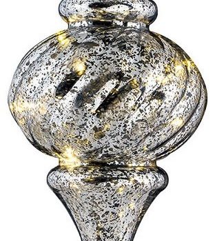 Ασημί Πλαστική Χριστουγεννιάτικη Μπάλα Με Φώς Μπαταρίας 13 x 28(h)cm