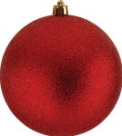 Κόκκινη Πλαστική Χριστουγεννιάτικη Μπάλα Με Glitter 10cm,Σέτ/4
