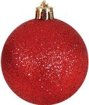 Κόκκινη Πλαστική Χριστουγεννιάτικη Μπάλα Με Glitter 4cm,Σέτ/24