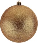 Χρυσή Πλαστική Χριστουγεννιάτικη Μπάλα Με Γκλίτερ 8cm,Σέτ/6