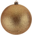 Χρυσή Πλαστική Χριστουγεννιάτικη Μπάλα Με Γκλίτερ 6cm,Σέτ/12