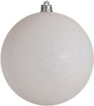 Λευκή Πλαστική Χριστουγεννιάτικη Μπάλα Με Γκλίτερ 6cm,Σέτ/12
