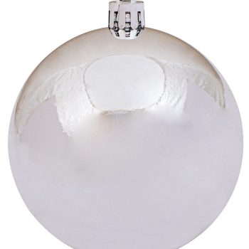 Ασημί Πλαστική Γυαλιστερή Χριστουγεννιάτικη Μπάλα 6cm ,Σέτ/12