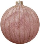 Ρόζ Γυάλινη Χριστουγεννιάτικη Μπάλα 8cm,Σέτ/6