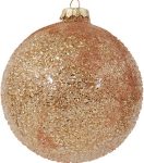 Καφέ Γυάλινη Χριστουγεννιάτικη Μπάλα 10cm,Σέτ/4