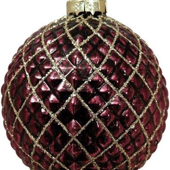 Μώβ Γυάλινη Χριστουγεννιάτικη Μπάλα 8cm,Σέτ/6