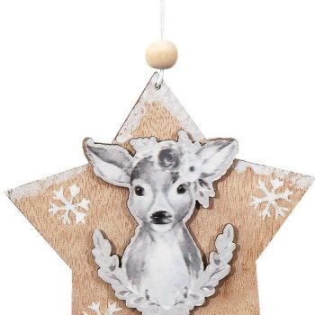 Ξύλινο Κρεμαστό Χριστουγεννιάτικο Στολίδι 11 x 11(h)cm