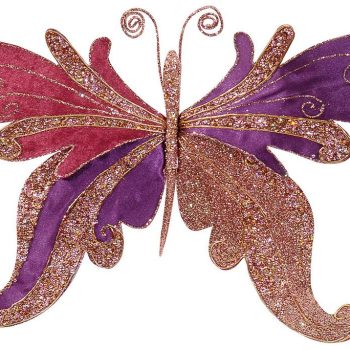 Ρόζ Κρεμαστά Χριστουγεννιάτικη Πεταλούδα 48 x 9 x 28(h)cm