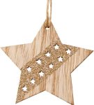 Ξύλινο Κρεμαστό Χριστουγεννιάτικο Στολίδι Με Γκλίτερ 8 x 8(h)cm